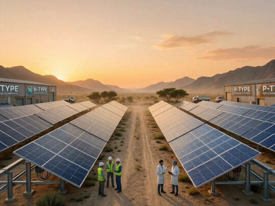 N-type solar panels technology in Pakistan showing higher efficiency, lower degradation and comparison with P-type panels