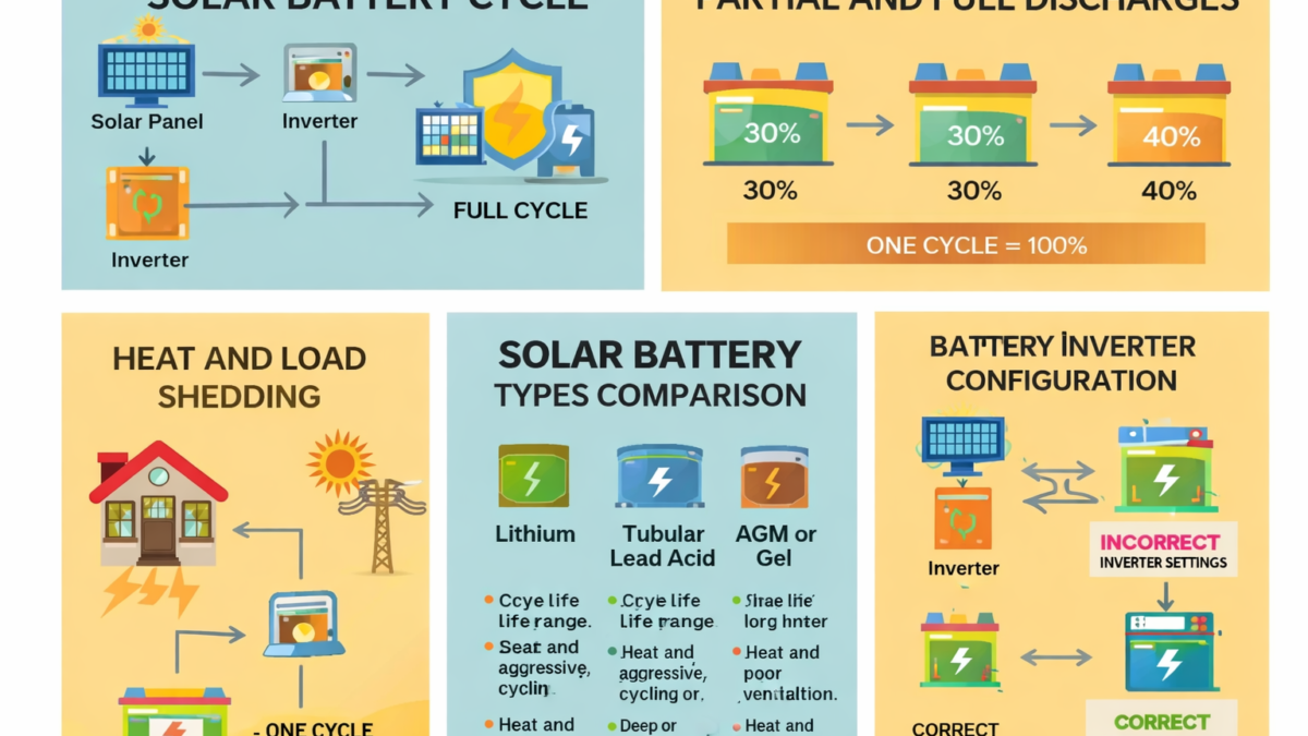 Solar battery cycle life in Pakistan is showing charge cycles affected by heat load shedding and daily usage patterns