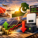 Imported solar equipment prices in Pakistan showing Chinese solar imports, exchange rate impact, shipping, and rooftop solar systems