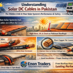 Properly routed red and black solar DC cables with MC4 connectors on a Pakistani rooftop solar installation, showing safe wiring, heat resistance, and professional inverter connection.