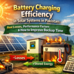Battery charging efficiency in solar system showing lithium and lead acid comparison with energy loss percentage in Pakistan rooftop setup