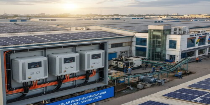 Three-phase solar inverter system in Pakistan, powering industrial and high-load electrical equipment