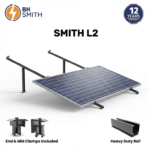 Aluminium L2 solar mounting structure for two panels, featuring pre-drilled holes and weather-resistant anodized finish.