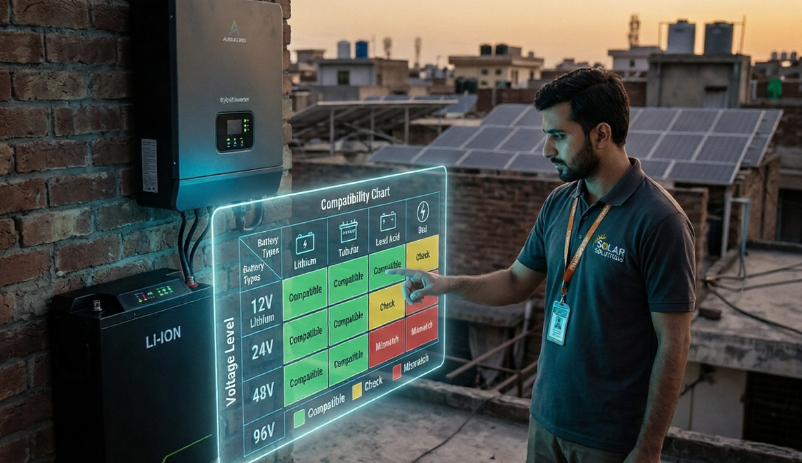 Battery and inverter not matching? Use this complete compatibility guide to avoid system failures, improve backup time, and choose the right solar setup in Pakistan (2026).