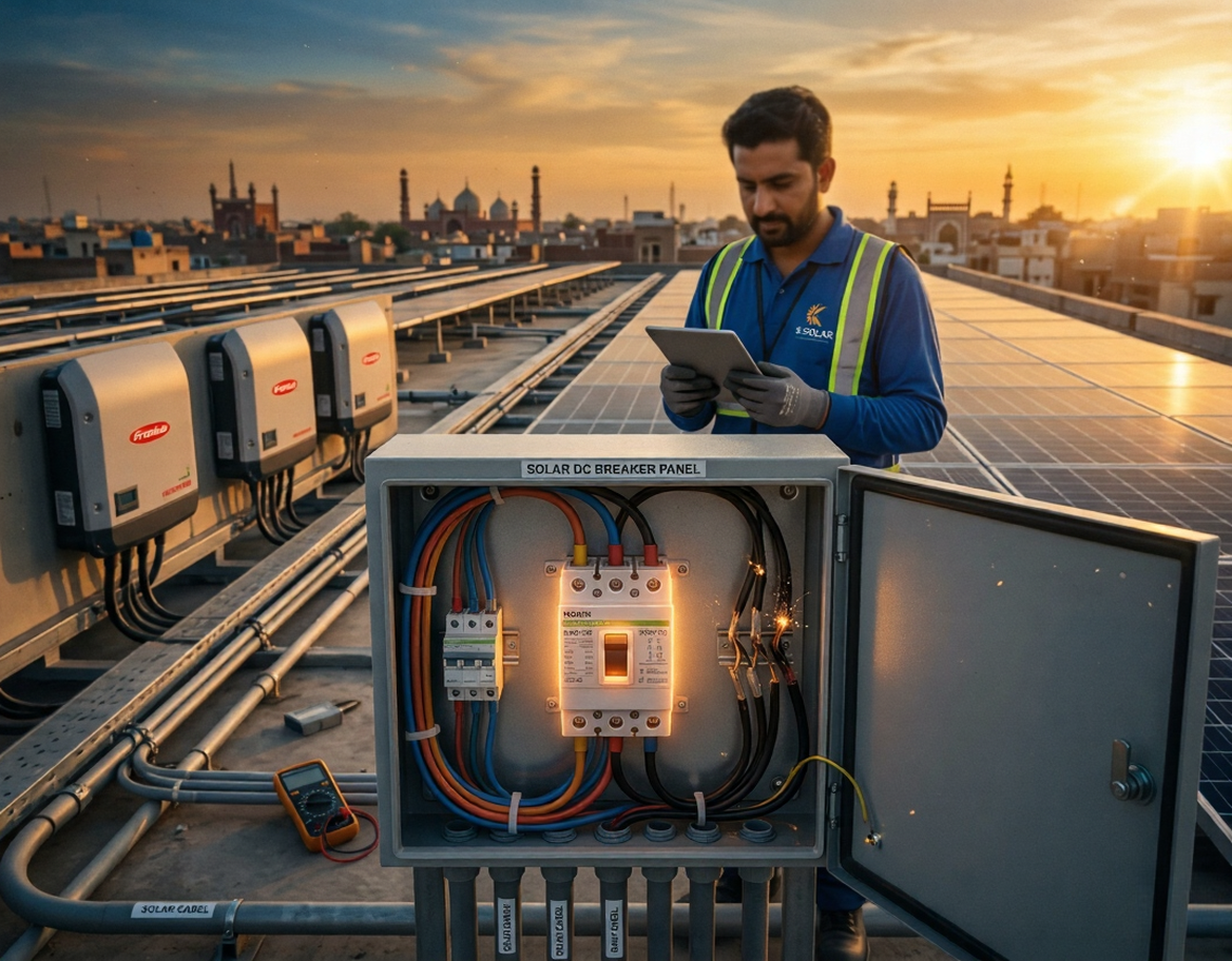 DC breaker installed in solar system for safety and protection in Pakistan