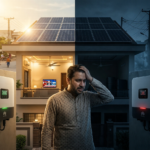 Solar panels on a rooftop with a grid-tied inverter installed in Pakistan