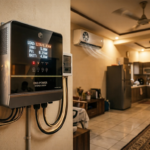 Hybrid solar inverter in Pakistani home showing overload warning during AC startup surge, explaining inverter overload capacity and surge handling in Pakistan 2026