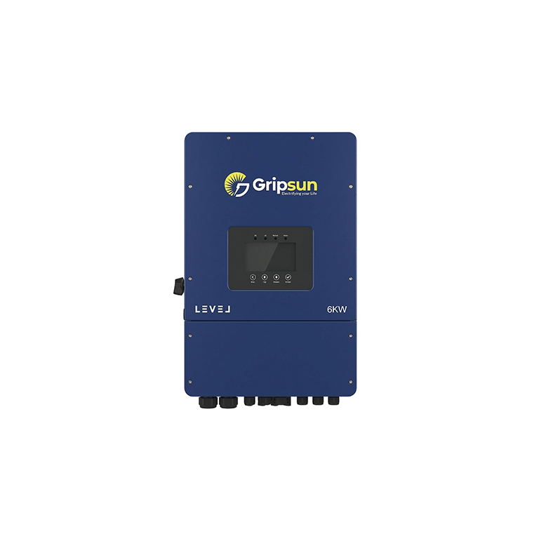 Gripsun VLS-6K-H1 6kW Low Voltage Single-Phase Hybrid Inverter with LCD display and IP65 waterproof design for indoor and outdoor installation.