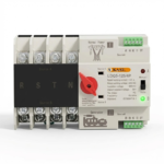 KAEL LDQ5-125 4P 125A Dual Power Automatic Transfer Switch with manual auto selector knob and DIN rail mounting.