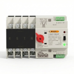 KAEL LDQ5-63 2P 63A Red Knob Single Phase Automatic Transfer Switch for DIN rail mounting in electrical panels.
