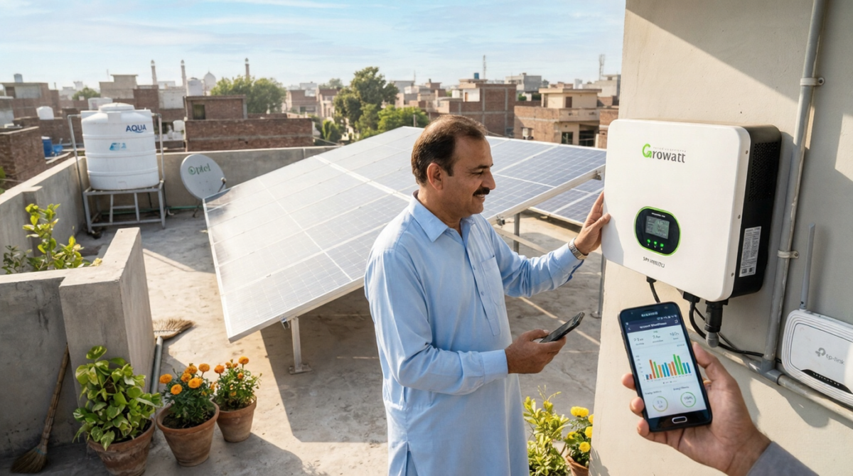 solar inverter energy production graph showing daily peak generation in Pakistan climate