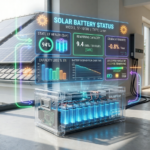 Solar battery with charge level indicators showing capacity loss and degradation over time