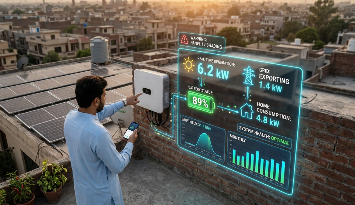 solar inverter energy production graph showing daily peak generation in Pakistan climate