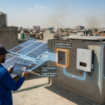 Solar combiner box installed in a residential solar system in Pakistan